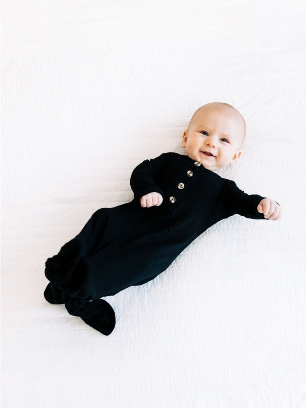 Lou Lou & Company Ribbed Knotted Gown - Saylor - Size Newborn